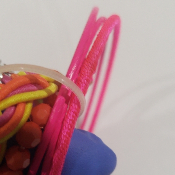 Set of 6 Colorful Mix Bangle & Stretch Bracelets with a Vibrant Peace Sign - Picture 4 of 7